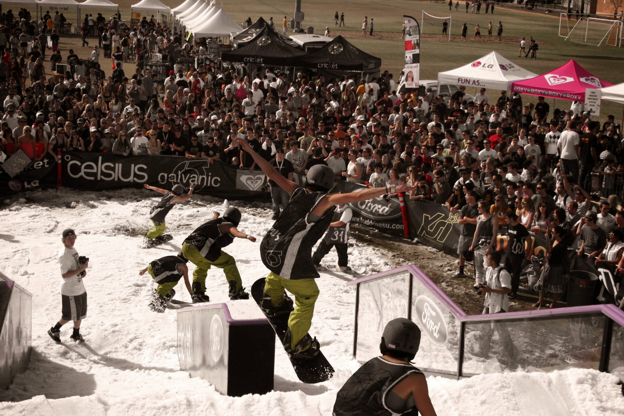 Snowboarder at Rail Jam